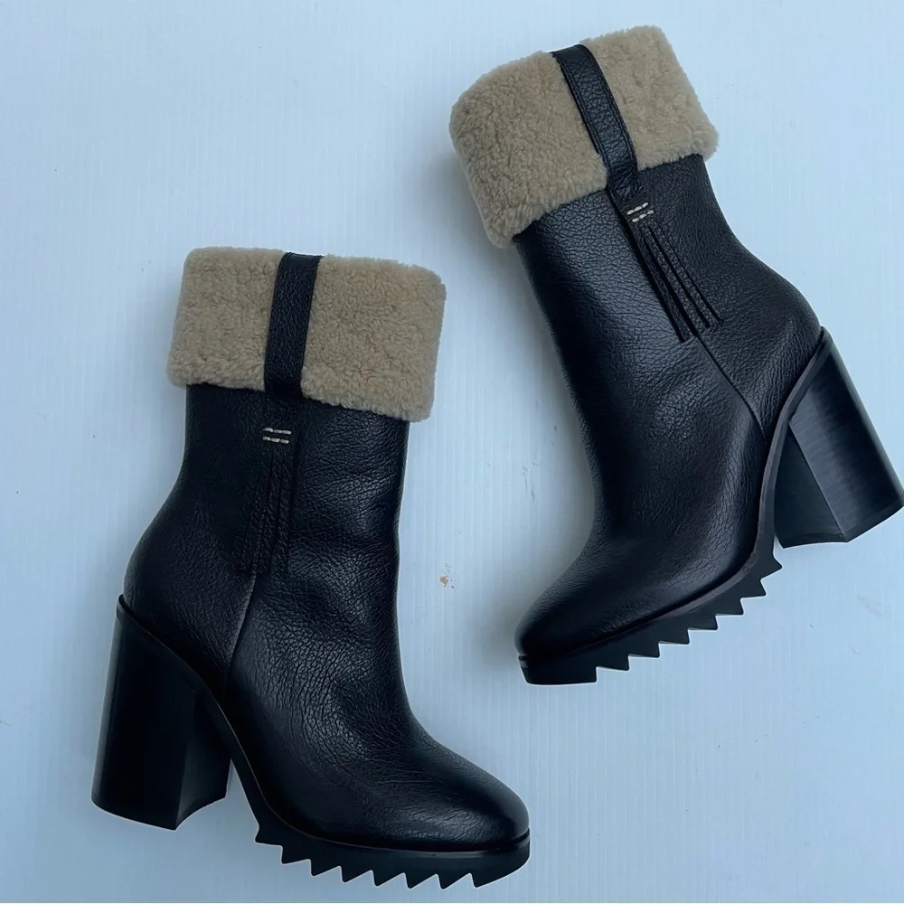 Paige Whitney Shearling Lined Boot in Black NEW